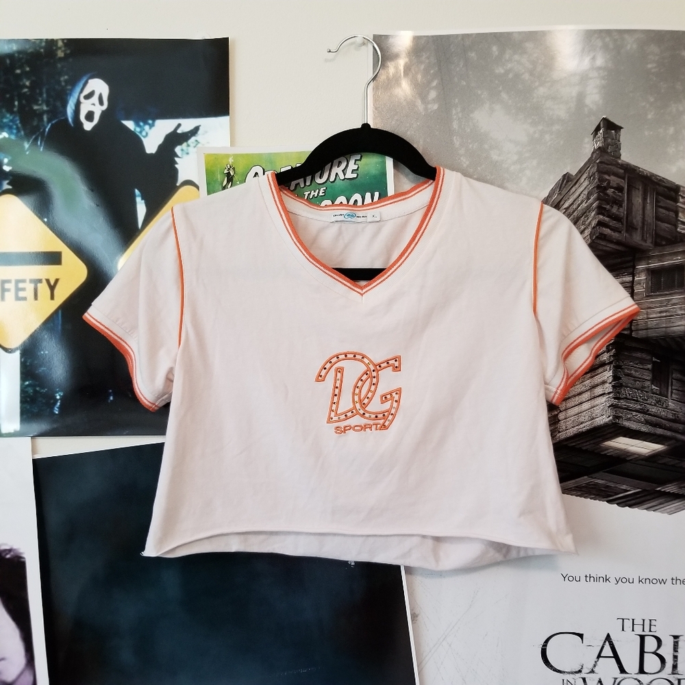 Y2K sporty bedazzled crop top